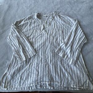 Madewell Linen-Blend Lakeline Popover Shirt in Hester Stripe